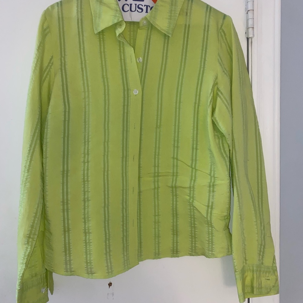 Green button up shirt